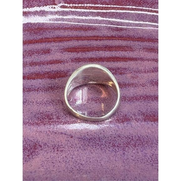 Vintage STERLING SILVER PINK MOTHER OF PEARL STONE Inlay SIZE 8 - Picture 2 of 9